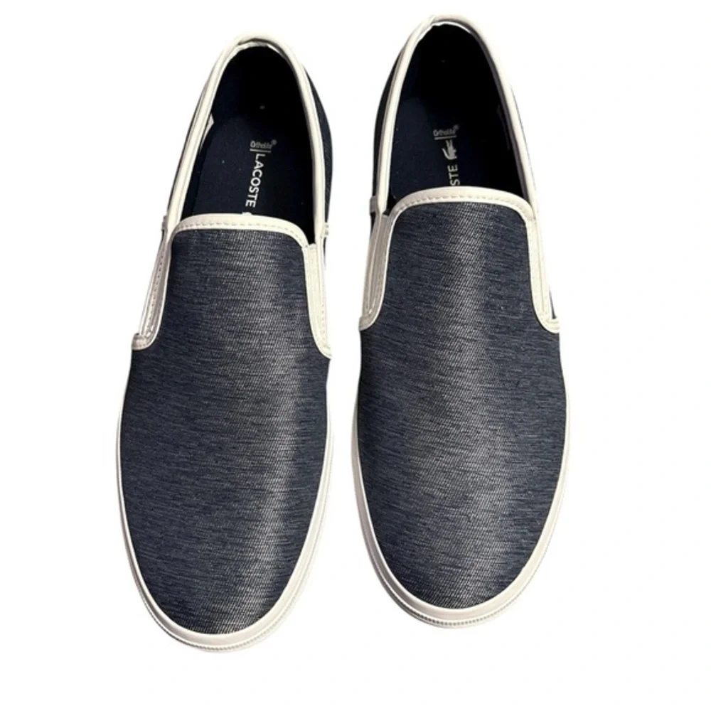 Lacoste Men's Blue and White Slip-On Loafers